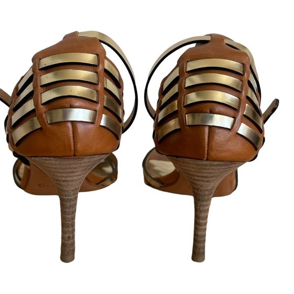 Coach brown and gold strap heels sandals - Picture 7 of 9